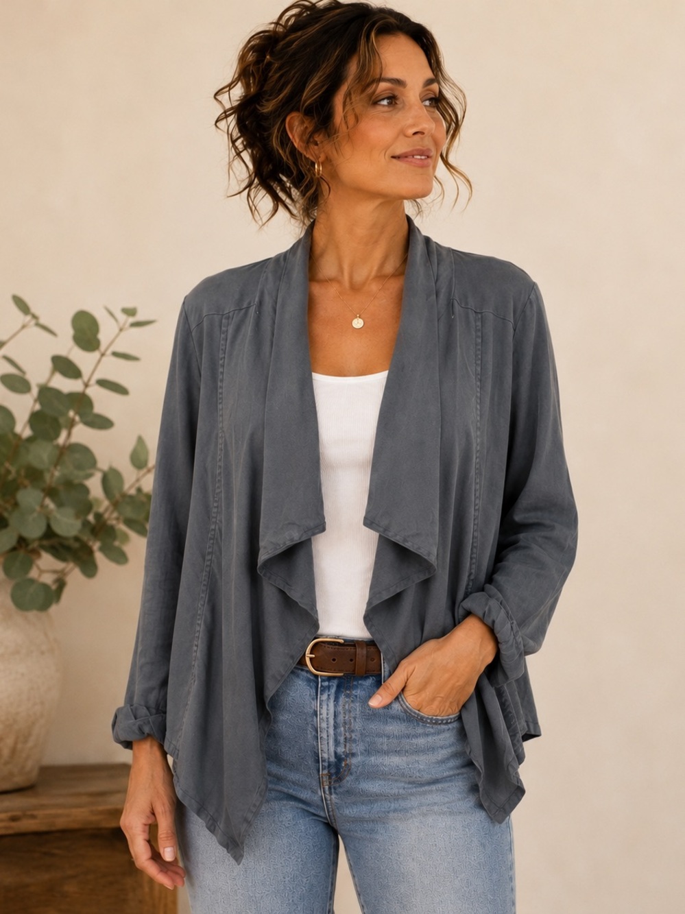Gentle Fawn 100% Tencel Waterfall Draped Jacket